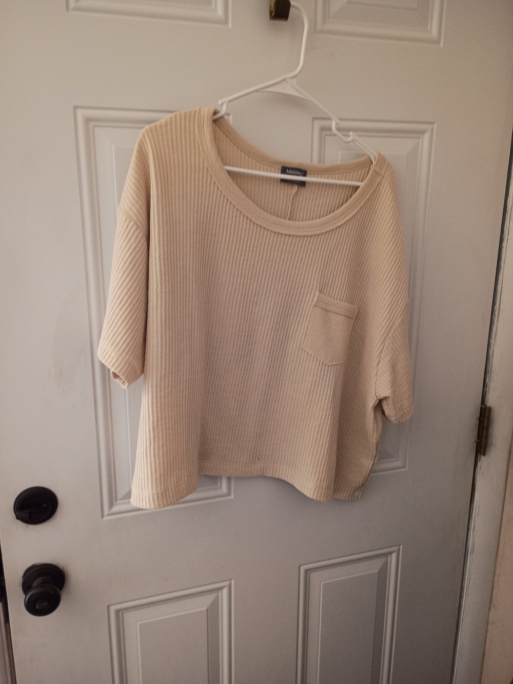 Madewell Cream Ribbed Short Sleeve Pocket Tee